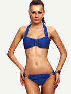 Romwe U-notch Ruched Bikini Set