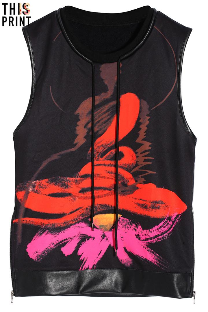 Romwe Romwe Tattoo Mahamayuri Black Tank Top