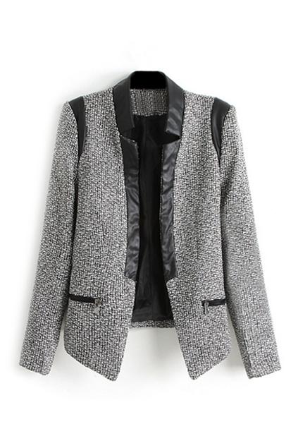 Romwe Romwe Buttonless Contrast Trimming Slim Blazer