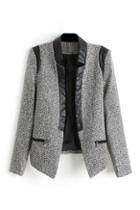Romwe Romwe Buttonless Contrast Trimming Slim Blazer