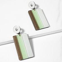 Romwe Color Block Rectangle Drop Earrings