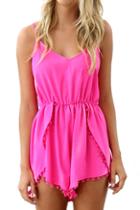 Romwe Romwe Sleeveless Sheer Rose Playsuit