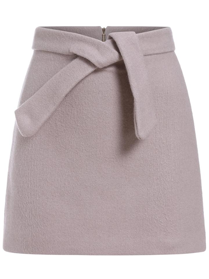 Romwe Zipper A Line Apricot Skirt