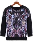 Romwe Animal Print Rivets Sweatshirt