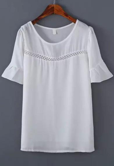 Romwe Butterfly Sleeve Hollow Top