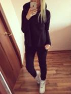 Romwe Hooded Top With Pockets Black Pant