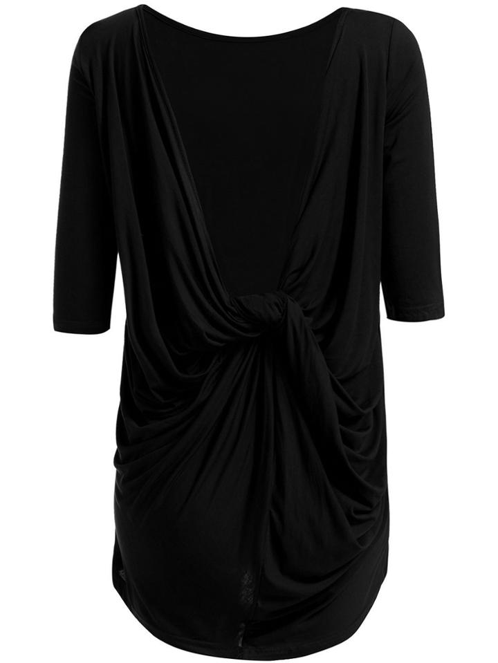 Romwe Open Back Knotted Knit Dress
