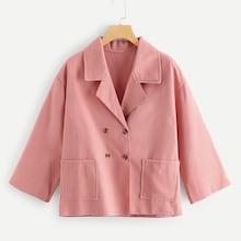 Romwe Double Breasted Pocket Side Outerwear