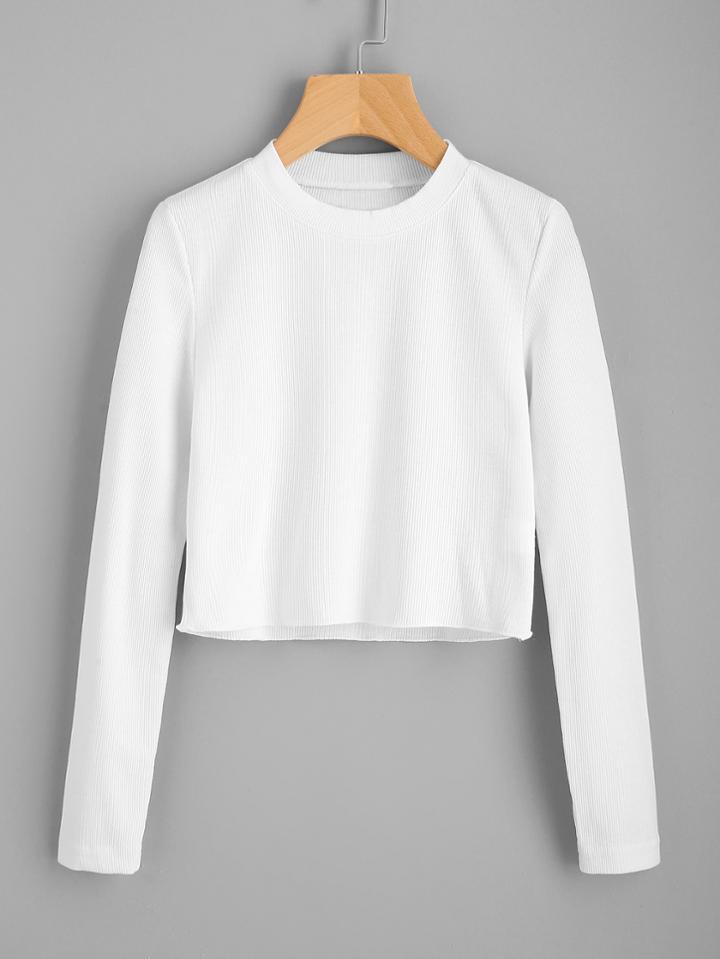 Romwe Ribbed Knit Crop Sweater