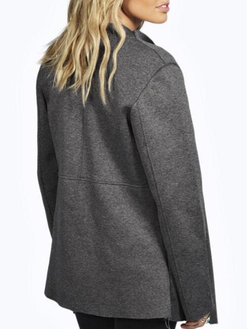 Romwe Grey Lapel Long Sleeve Cardigan Outerwears