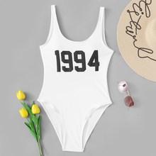 Romwe Letter Print Low Back One Piece Swim