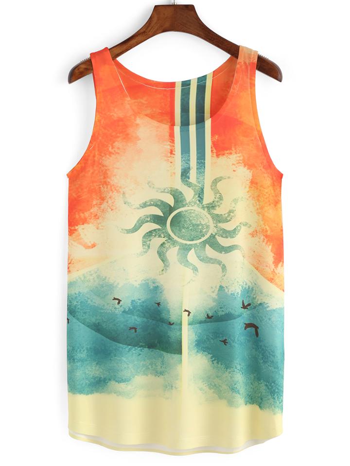 Romwe Sun Print Tank Top