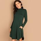 Romwe Mock Neck Pocket Side Swing Dress