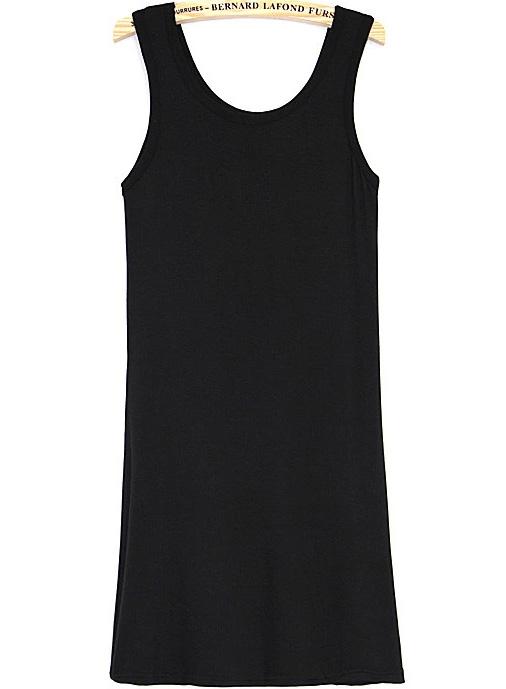 Romwe Scoop Neck Slim Modal Black Vest