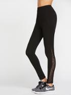 Romwe Black Leopard Lace Insert Leggings