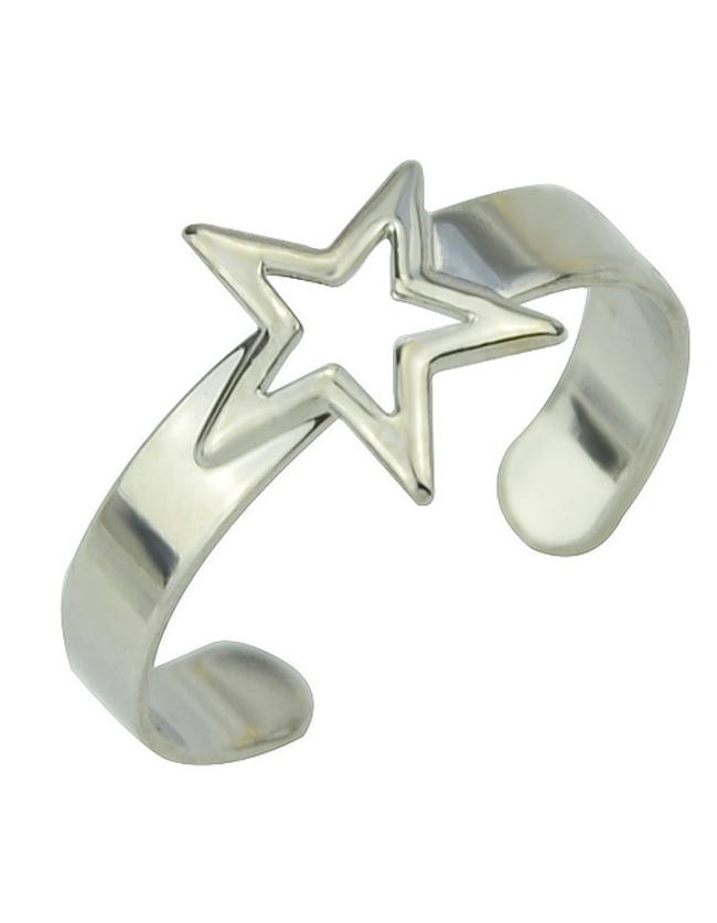 Romwe Silver Fashion Simple Women Star Adjustable Ring Cuff