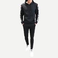 Romwe Guys Letter Print Hoodie With Pants
