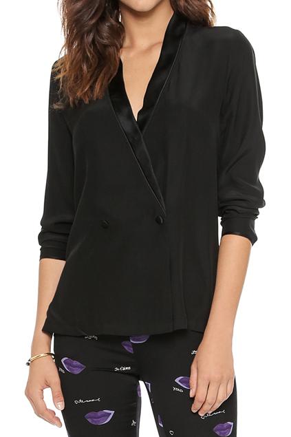 Romwe V-neck Double Breasted Slim Black Blazer