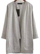 Romwe Shawl Collar Pockets Grey Cardigan