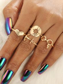 Romwe Anchor Design Ring Set 4pcs