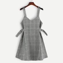 Romwe Houndstooth Zip Back Cami Dress