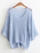 Romwe Bell Sleeve Distressed Detail Sweater