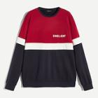Romwe Guys Color Block Letter Print Pullover