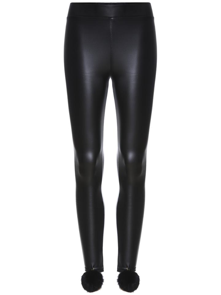 Romwe Ball Embellished Slim Pu Pant
