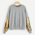 Romwe Sequin Detail Heather Knit Pullover
