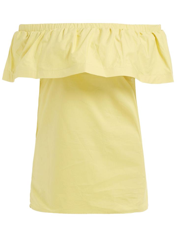 Romwe Off The Shoulder Ruffle Slim Top