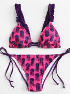 Romwe Pineapple Print Ruffle Bikini Set