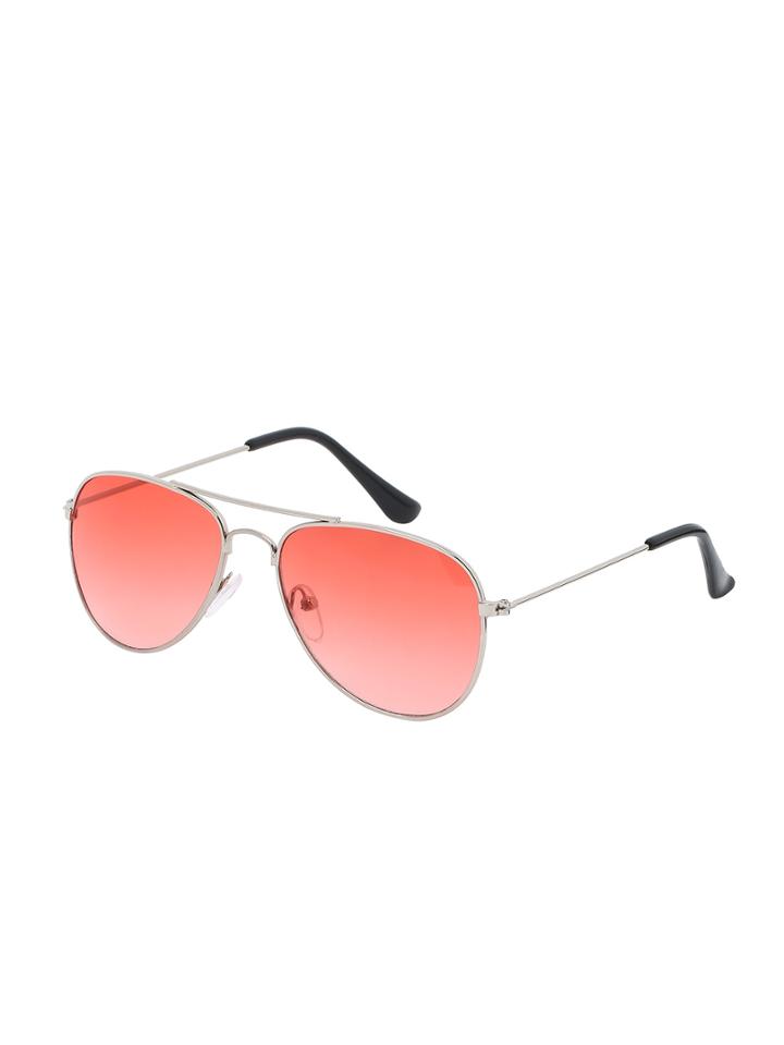 Romwe Metal Frame Double Bridge Red Lens Aviator Sunglasses