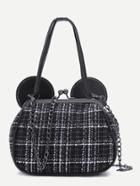 Romwe Black Cloth Chain Bag With Ear