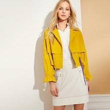 Romwe Flap Front Drawstring Detail Jacket