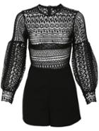 Romwe Black Lace Crochet Jumpsuit