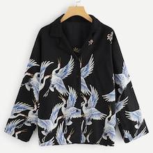 Romwe Plus Swan Pattern Blouse