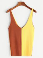 Romwe Color Block Knitted Tank Top