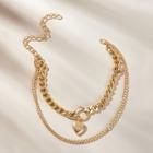 Romwe Heart Pendant Layered Chain Necklace 1pc