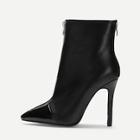Romwe Point Toe Zipper Decor Boots