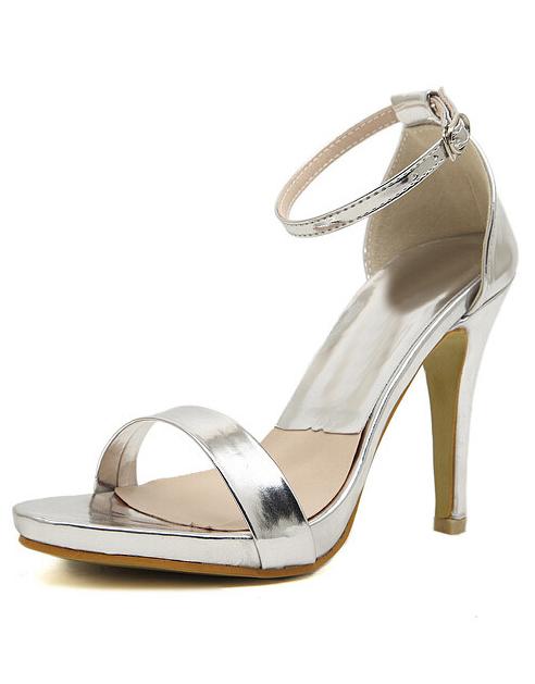 Romwe Silver Slingbacks High Heeled Sandals