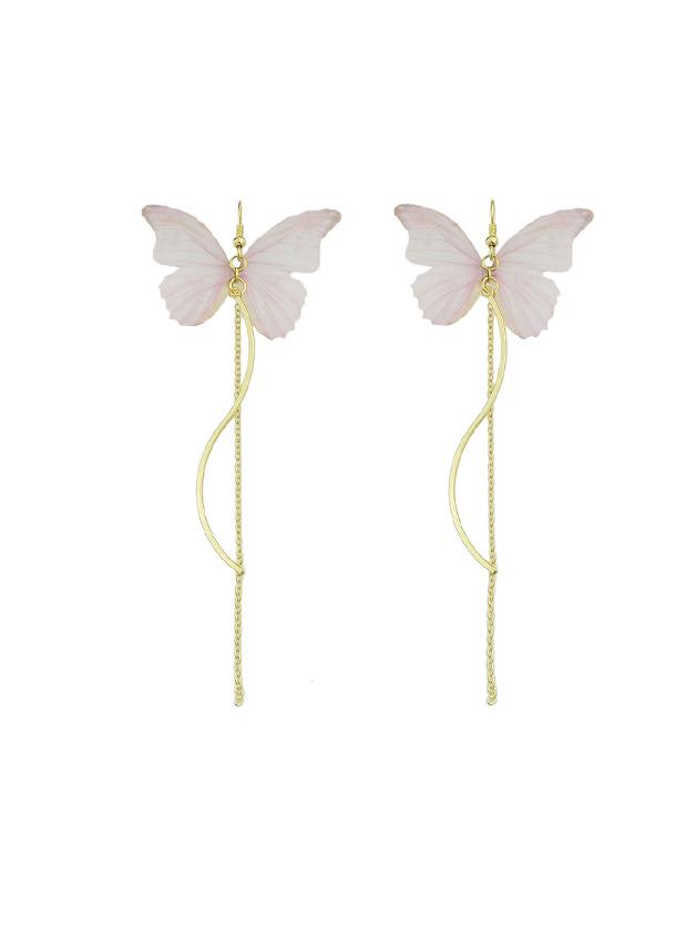 Romwe Pink Butterfly Drop Earrings For Women Brincos