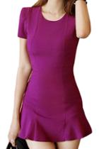 Romwe Falbala Sheer Purple Bodycon Dress