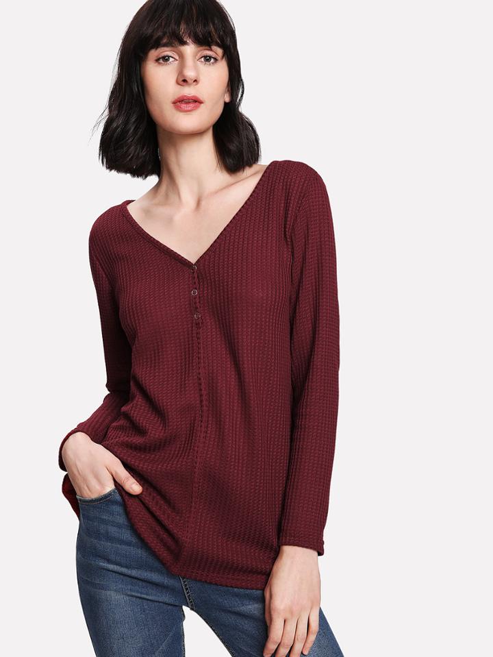 Romwe V Neckline Knit Tee