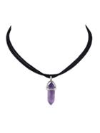 Romwe Purple Geometric  Stone Choker  Necklace