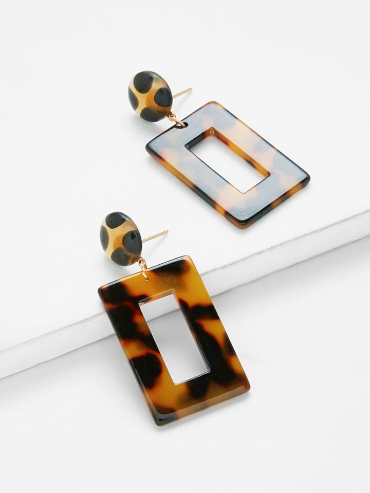 Romwe Rectangle Design Drop Earrings