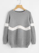 Romwe Cut And Sew Texture Knit Sweater