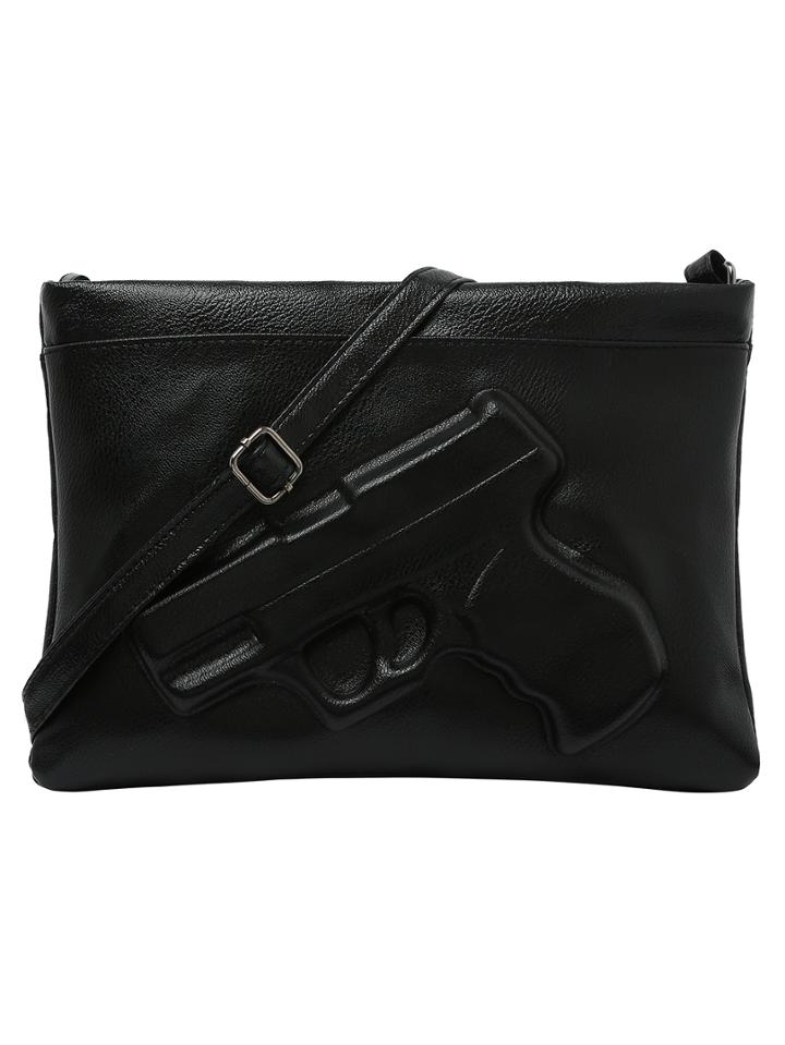 Romwe Faux Leather Gun Embossed Clutch
