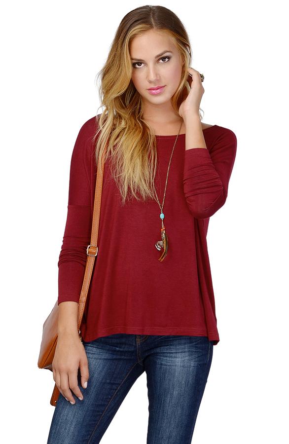 Romwe Batwing Loose Red T-shirt