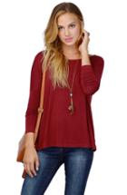 Romwe Batwing Loose Red T-shirt
