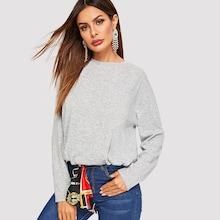 Romwe Drop Shoulder Heathered Grey Sweatshirt